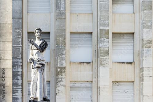 Demosthenes statue in front Facultade de Letras in Coimbra University, Portugal