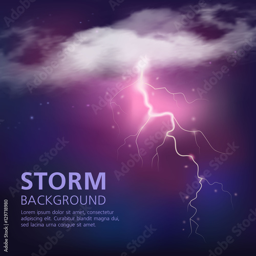 Electric Discharge In Sky Background 