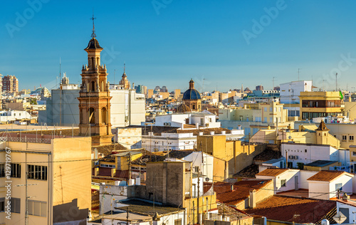Aerial view of the old town in Valencia from Serranos Gate - Spain