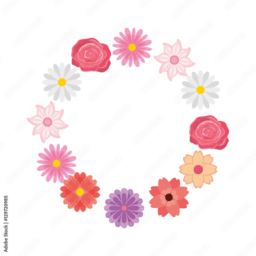 cute floral wreath decorative vector illustration design