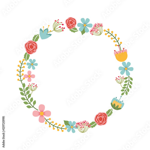 cute floral wreath decorative vector illustration design