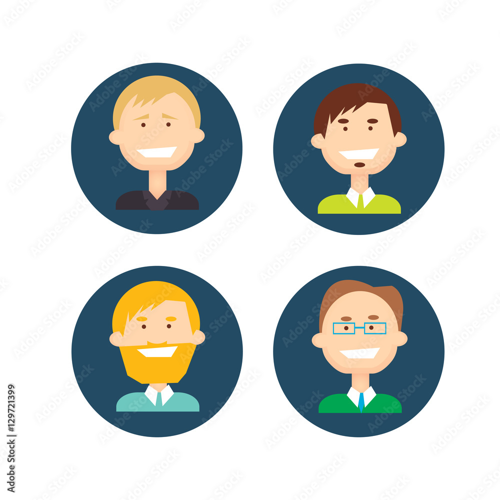 Business People Group Icon Set Man Businesspeople Team Flat Vector Illustration
