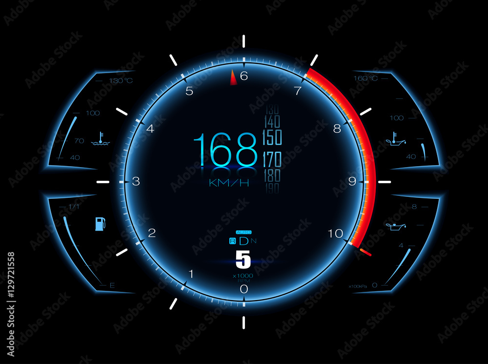Fototapeta premium Realistic sports car vector speedometer