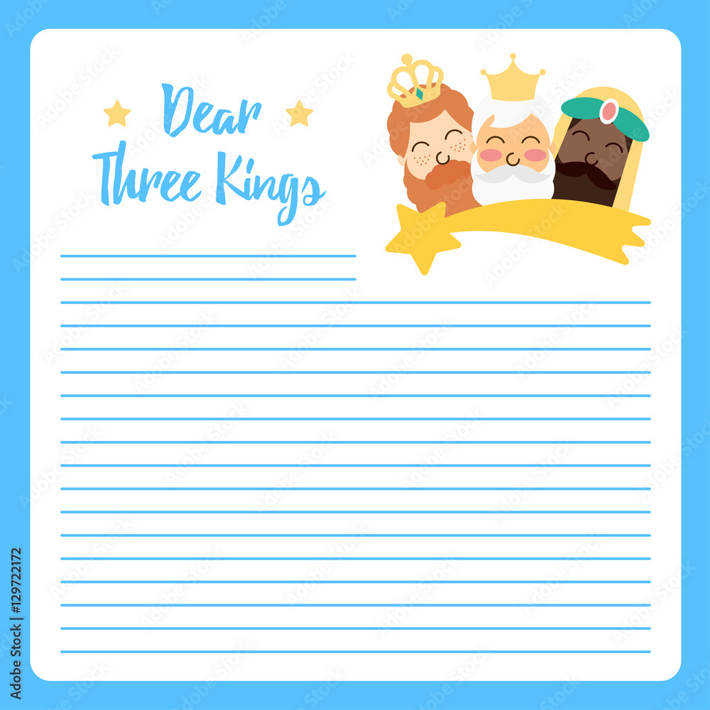 Three King Christmas Wishes Letter Vector Design