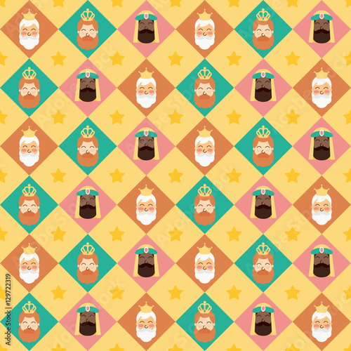 Three Kings Christmas Seamless Pattern Vector Design