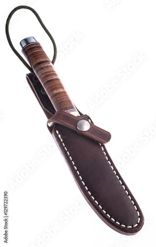 Fisherman/Hunter knife in a leather sheath.
