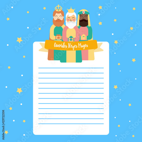 Three King Christmas Wishes Letter Vector Design