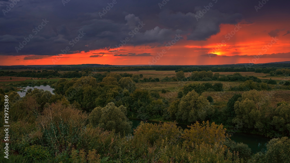 Obraz premium Rural sunset. Russia.
