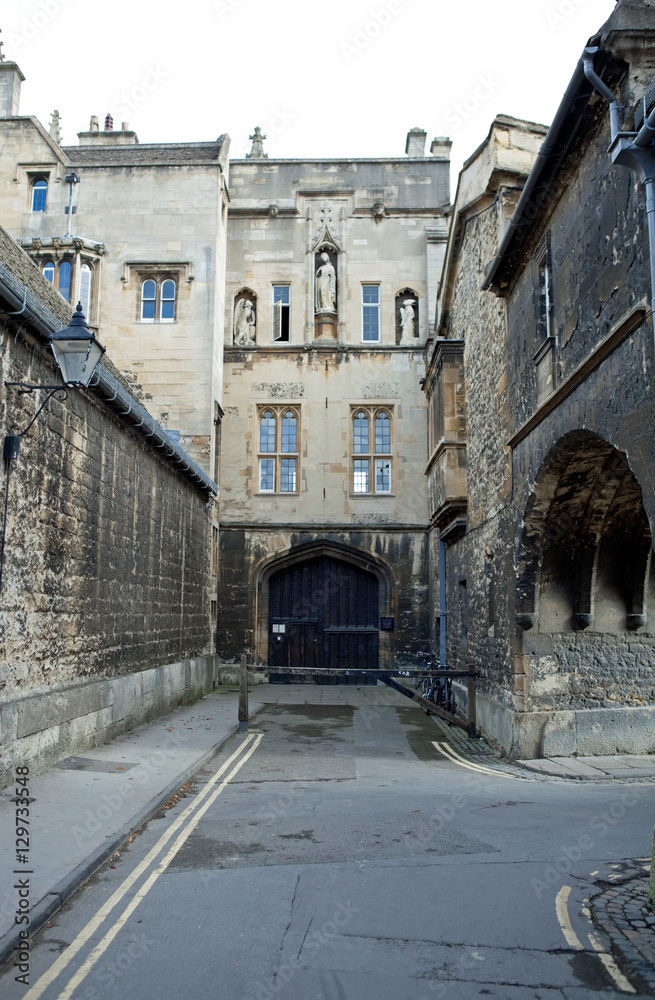 Front gate to the New College in Oxford, New College Lane, UK