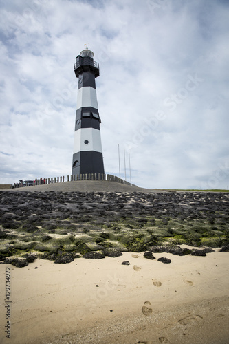 Black and white striped lighthouse, Breskens, The Netherlands