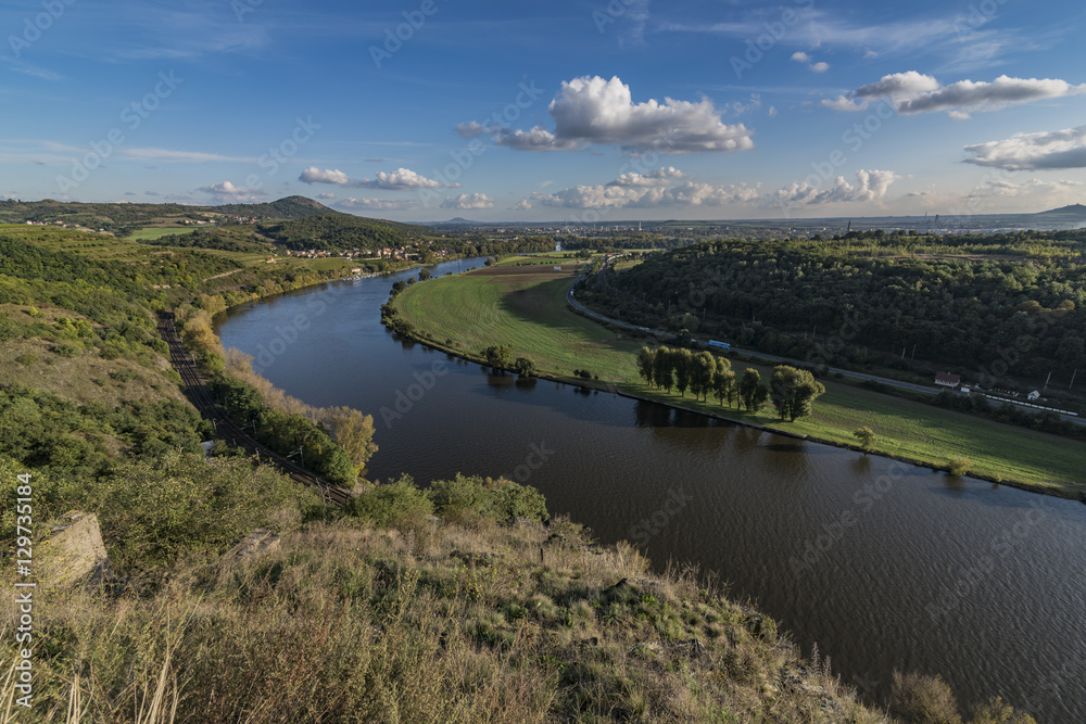 Fototapeta premium Valley of rive Labe near Porta Bohemica