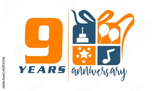 9 Years Gift Box Ribbon Anniversary 