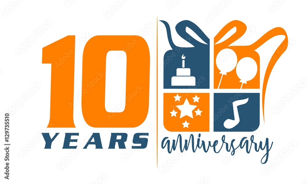 10 Years Gift Box Ribbon Anniversary