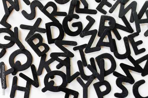 Random alphabet letters on a white background