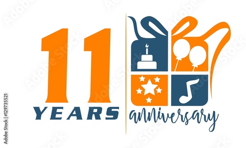 11 Years Gift Box Ribbon Anniversary 