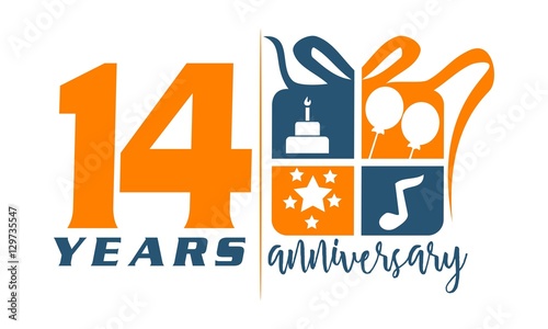 14 Years Gift Box Ribbon Anniversary 