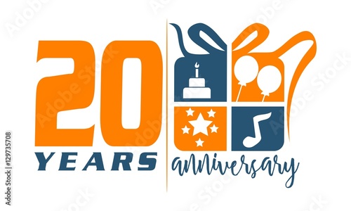 20 Years Gift Box Ribbon Anniversary 