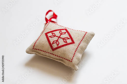 pillow with embroidered national Belarusian ornament