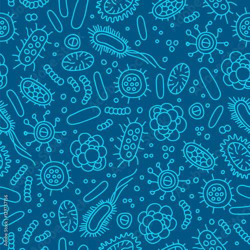 Seamless vector pattern of germs and bacteria