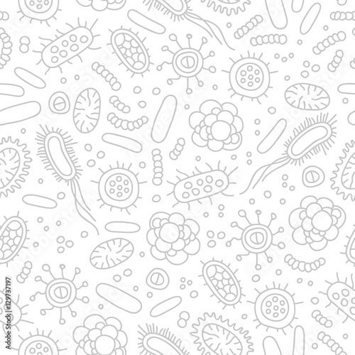 Seamless vector pattern of germs and bacteria