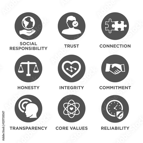 Business Ethics Solid Icon Set