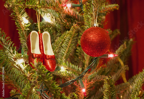 Red Slippers and Ball Christmas Ornaments