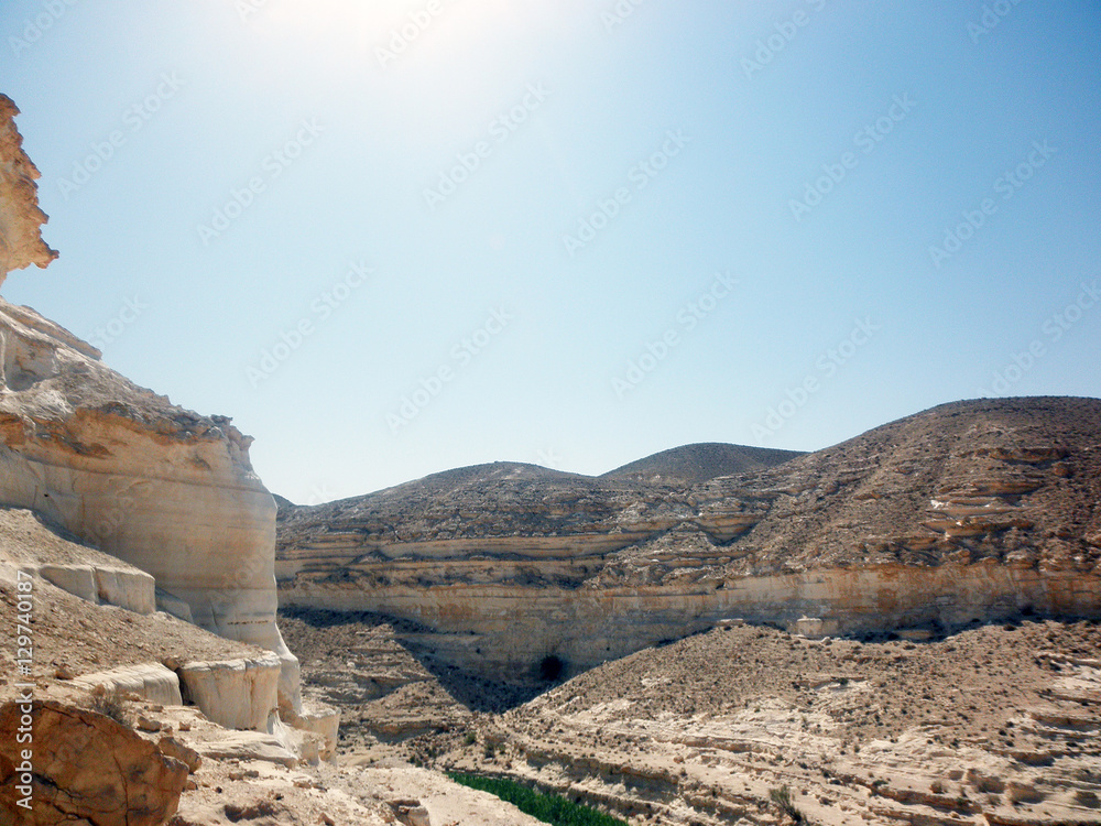 Mountains and craters in a desert in Israel