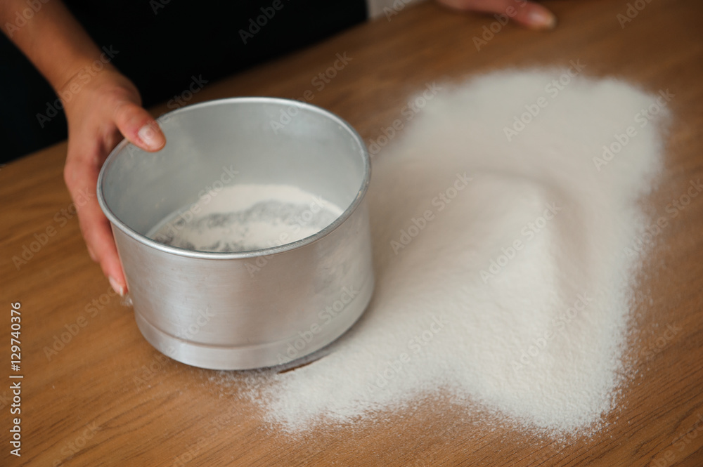 Chef preparing dough - cooking process Chef preparing dough - cooking process