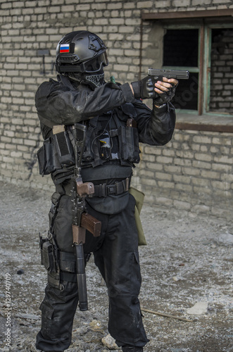 Russian special forces training at a military training ground.