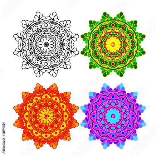 set mandala different color