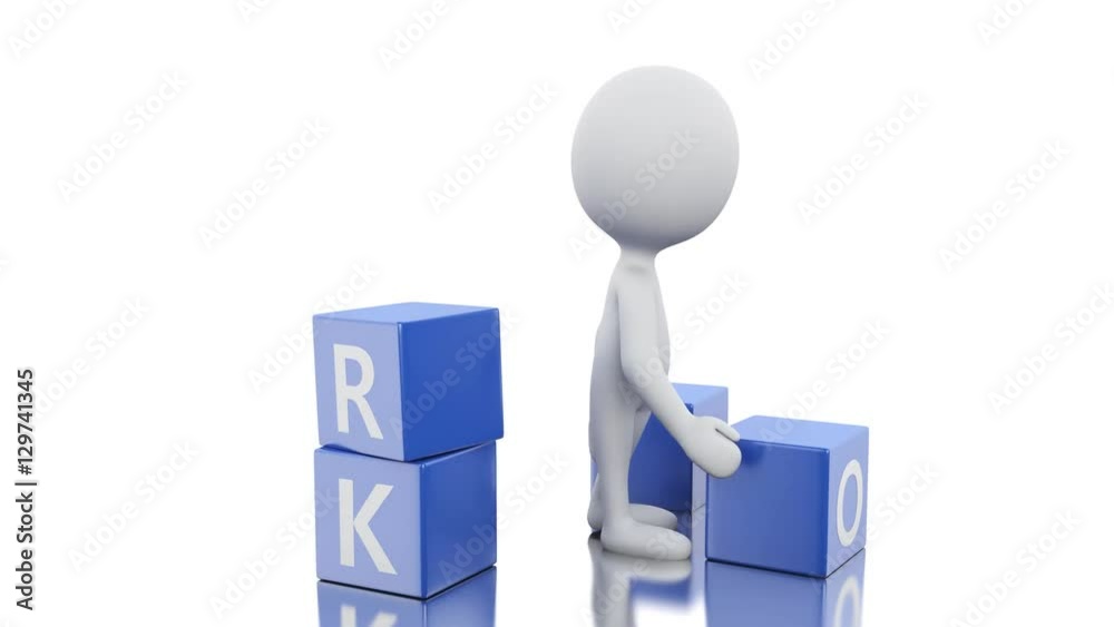 3d animation. White people with cubes with word work. Business concept. 4K resolution. 3d animation. White people with cubes with word work. Business concept. 4K resolution.