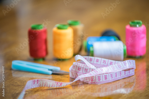 detail view of Sewing Kit on table.