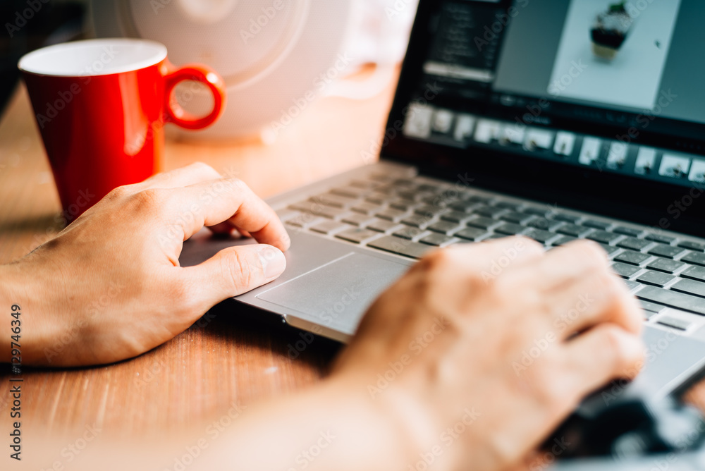 business man use laptop Selective focus on hand.,vintage tone business man use laptop Selective focus on hand.,vintage tone