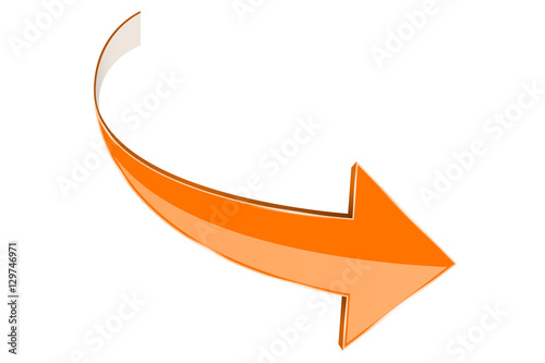 Orange arrow. Curved right sign