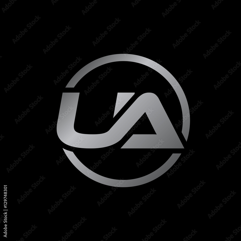 initial letter logo with circle silver color UA initial letter logo with circle silver color UA