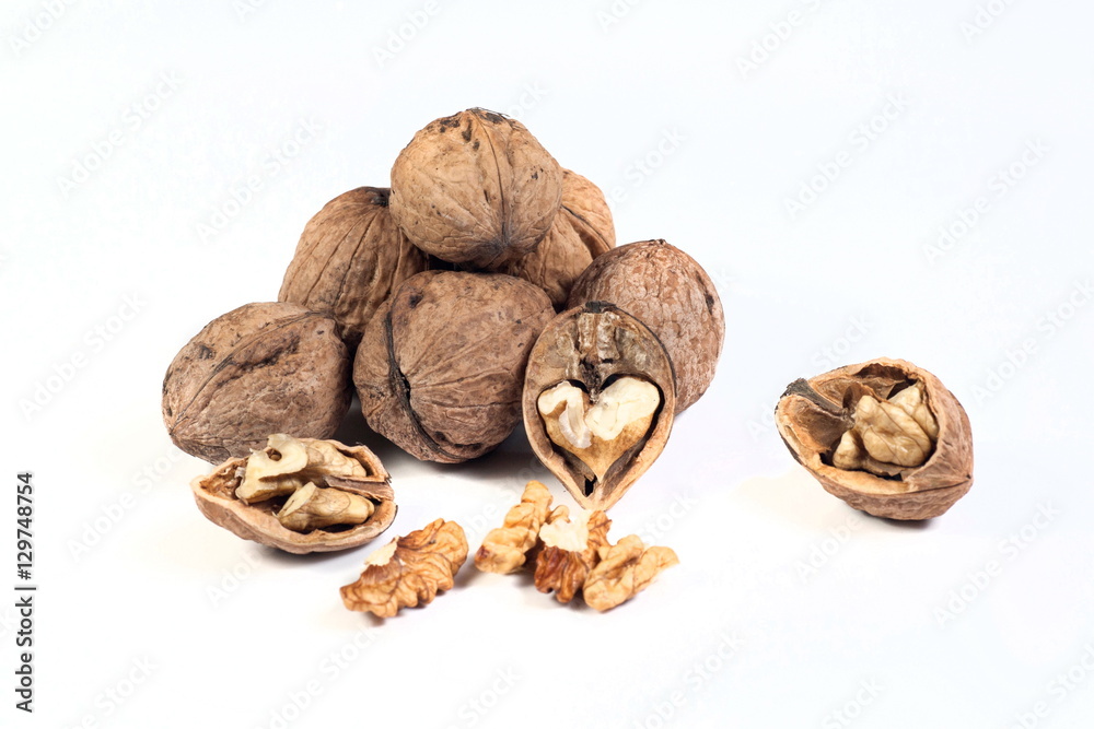 walnuts on white