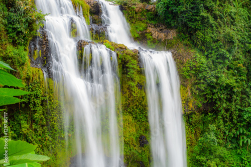Tad Yeung waterfall in tropical country  Laos