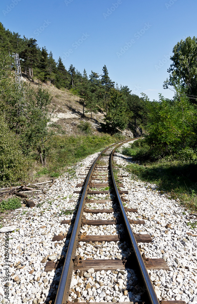 Fototapeta premium Old railroad in the Bulgarian mountains