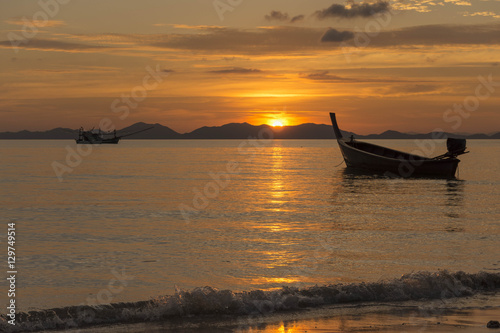 Sea  Boat  Sunset