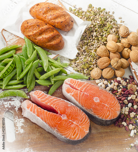 Foods Highest in Vitamin B1. Healthy diet food.
