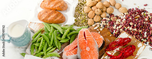 Tableau sur toile Foods Highest in Vitamin B1. Healthy diet eating.