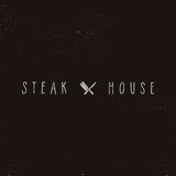 Steak House vintage Label. Typography letterpress design. Vector steak house retro logo. White steak house insignia isolated