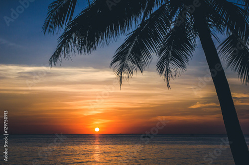 Colorful sunset on Phu Quoc island.