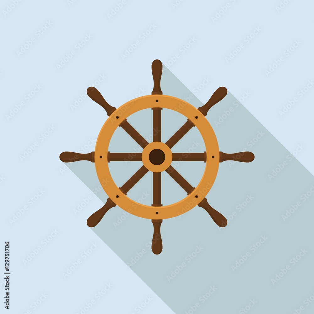 Helm wheel icon in flat style. Navigate steer vector illustration