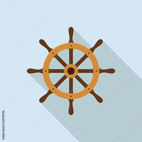 Ship helm isolated on white background. Yacht steering wheel vector in flat style