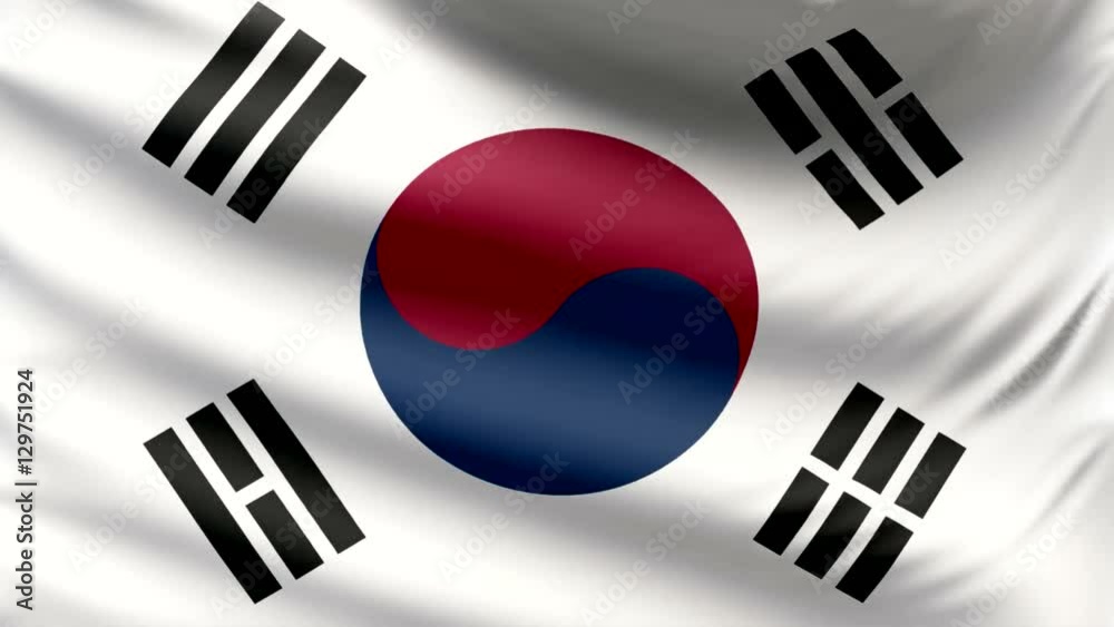 Realistic beautiful South Korea flag looping Slow 4k resolution Realistic beautiful South Korea flag looping Slow 4k resolution