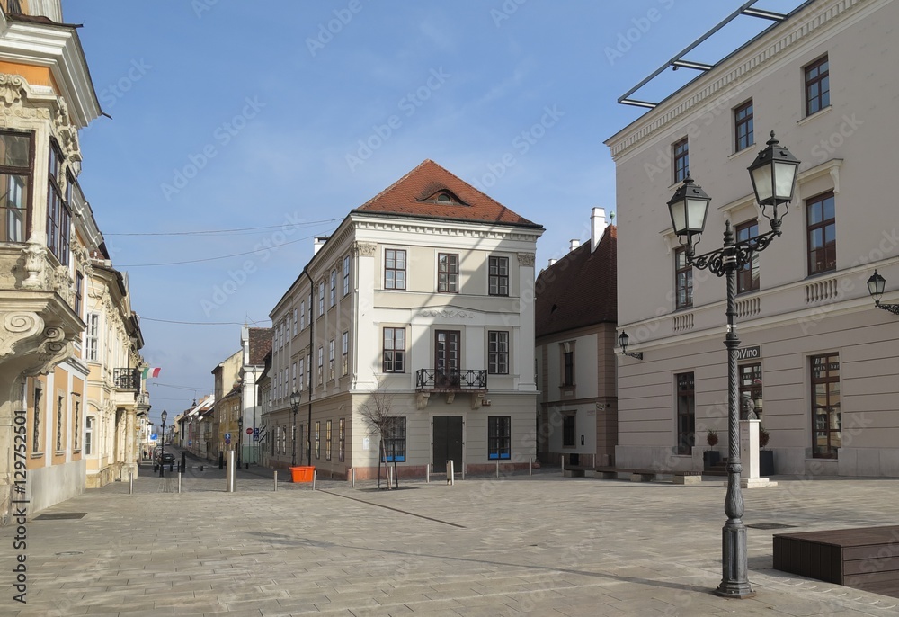 Szechenyi ter square in Gyor town in Hungary