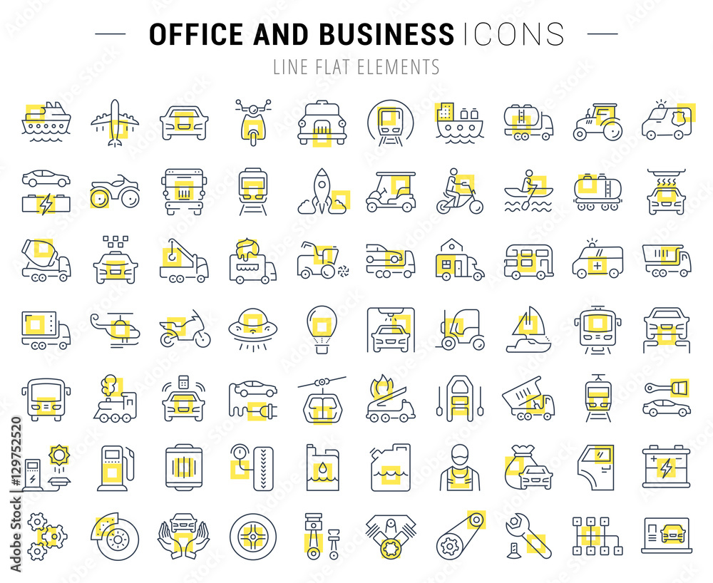 Set Vector Flat Line Icons Transport Set Vector Flat Line Icons Transport