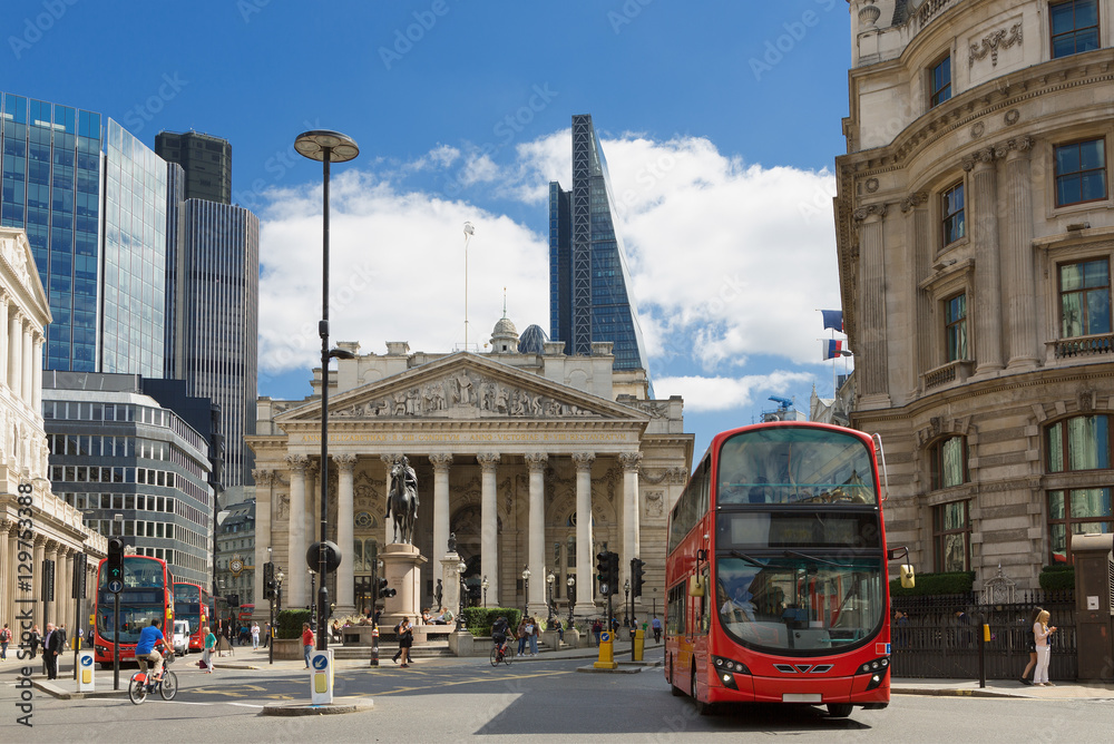 Fototapeta premium London, Bank of England and Royal Exchange.
