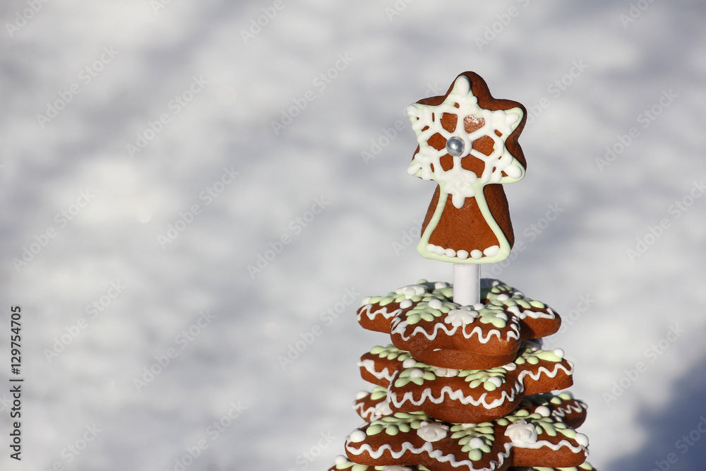 ginger cookies in the shape of a tip on the Christmas tree